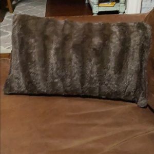 Brown faux fur throw pillow